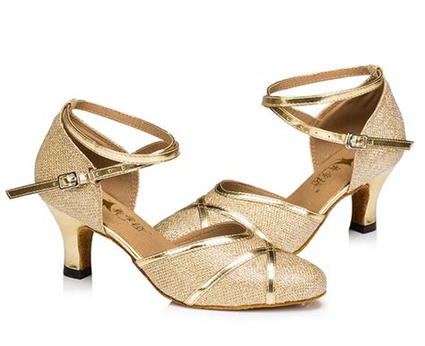 Wholesale New Ladies Gold Glitter Ballroom Latin Salsa Tango Dance Shoes Heels Bachata Dance