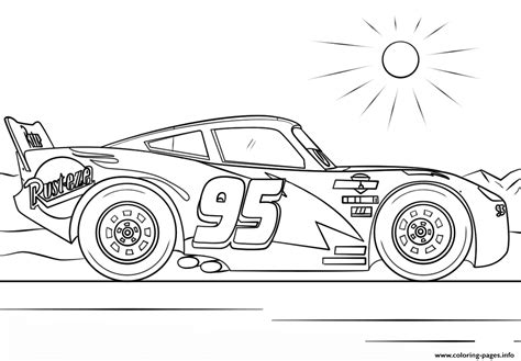 Lightning Mcqueen From Cars 4 Disney Coloring Pages Printable