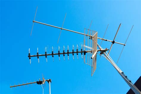 Analog Television Antenna and Tower Stock Photo - Image of sunshine ...