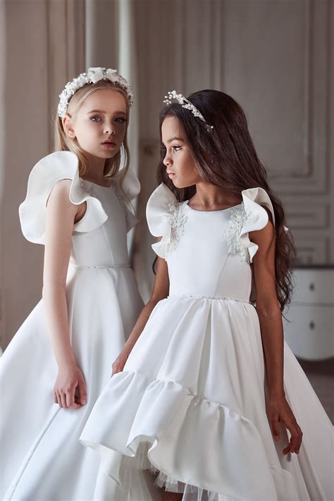 Delightful Satin Flower Girl Dress Dress Decorated Voluminous Etsy