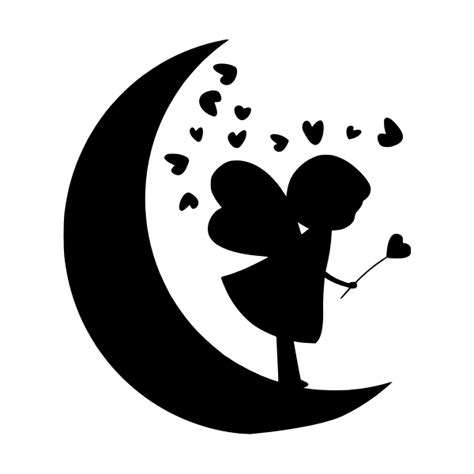 Sticker Fée lune coeur