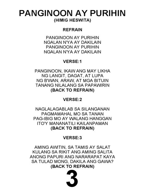 Panginoon Ay Purihin Lyrics Pdf