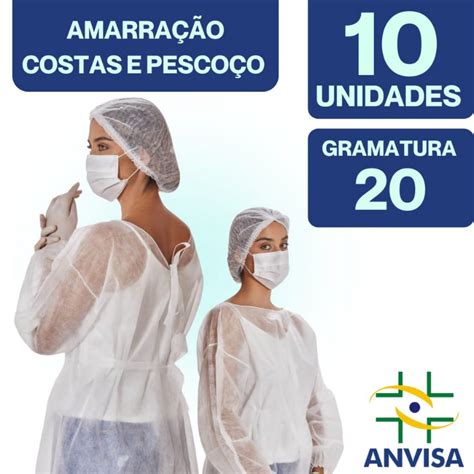 Avental Manga Longa Descart Vel Tnt Branco Unidades Gramatura