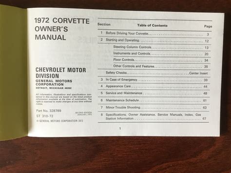 FS For Sale 1972 Owner S Manual CorvetteForum Chevrolet Corvette