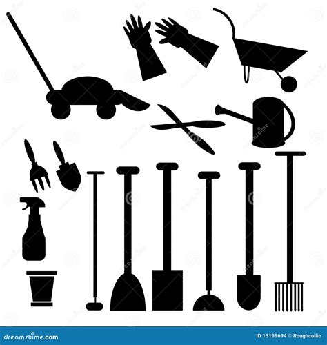 Gardening Tools in Silhouette Stock Vector - Illustration of fork ...