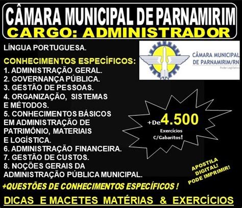 Apostila C Mara Municipal De Parnamirim Rn Cargo Administrador