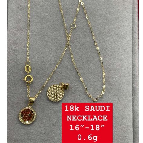 COD PAWNABLE 18k SAUDI GOLD NECKLACE W PENDANT Shopee Philippines