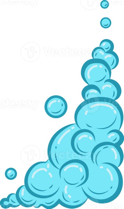 Cartoon Soap Foam With Bubbles Light Blue Suds Of Bath Shampoo Shaving Mousse Cloud