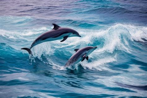 Premium AI Image | Photo of dolphins jumping in the ocean