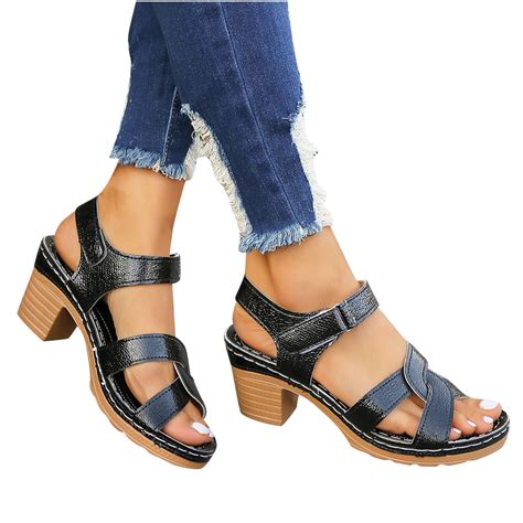 Lovskoo Women S Summer Platform Chunky Heels Sandals Block Heels