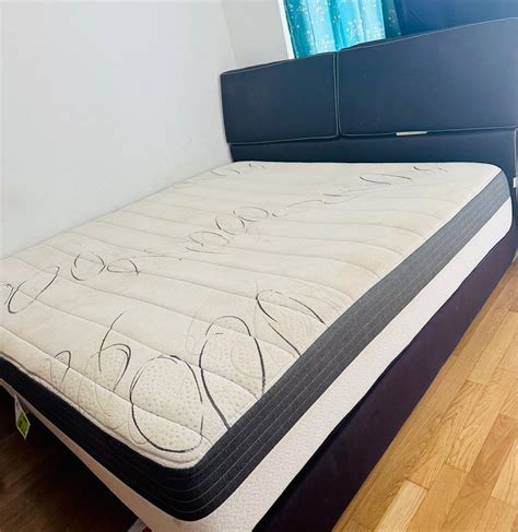 Therapedic mattress with bed frame and headboard, Furniture & Home ...