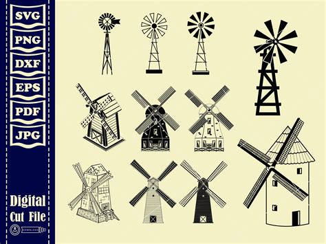 Windmill Svg Wind Turbine Svg Farm Barn Svg Gristmill Svg Etsy Canada