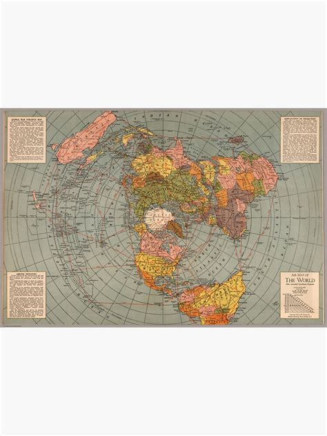 Flat Earth World Map Polar Azimuthal Equidistant Projection Map