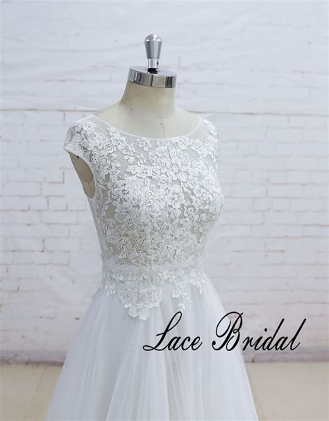 Lace Wedding Dress Short Sleeve Wedding Dress Bridal Gown Etsy