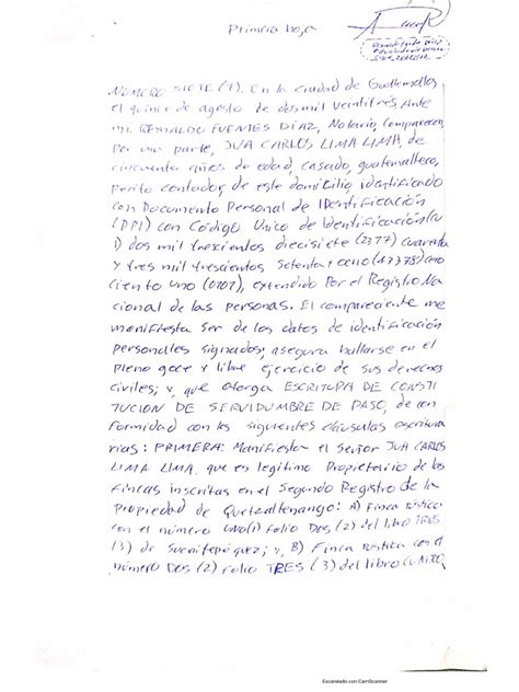 Escritura De Constitucion De Paso De Servidumbre Pdf