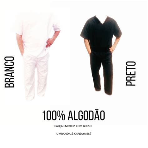 Calça Para Umbanda E Candomblé Em Brim 100 Algodão Bolsos