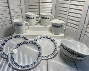 Vintage Corelle Old Town Blue Cereal Bowls Set Of Blue Onion Etsy