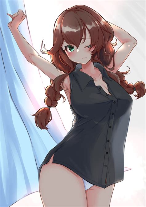 Safebooru 1girl Absurdres Bangs Black Shirt Braid Breasts Brown Hair