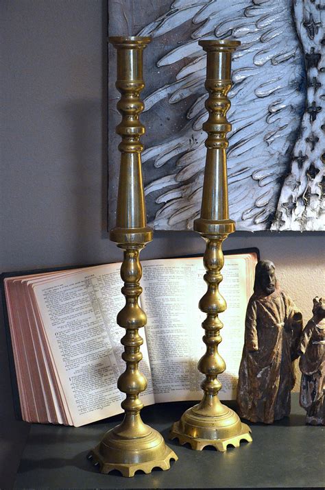 Vintage Church Brass Altar Candlesticks 1930 S Etsy