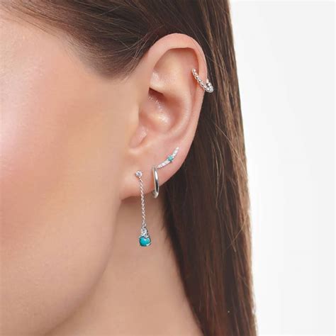 Boucle D Oreille Unique Pendante Turquoise H Ocarat