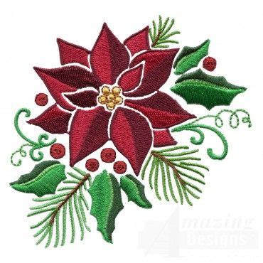 Awesome Poinsettia Flower Embroidery Design 15