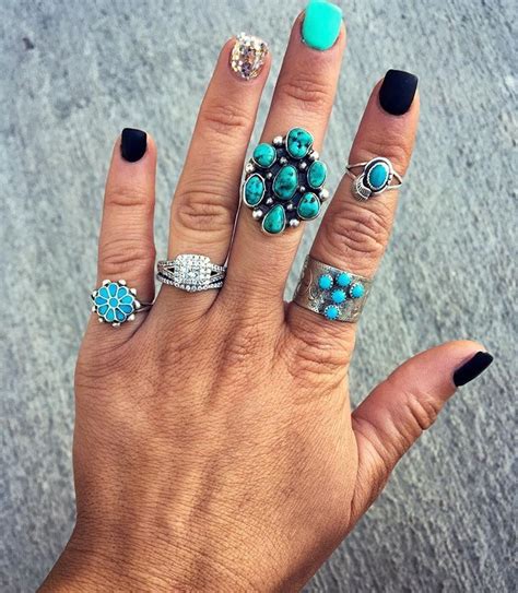 Navajo Turquoise Mrsjjarv Western Nails Turquoise Nails Rodeo Nails