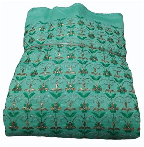 Sea Green Banglori Silk Embroidered Fabric At Rs Meter Banglori