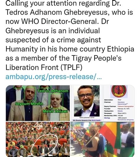 Calling your attention regarding Dr. Tedros Adhanom Ghebreyesus, who is ...