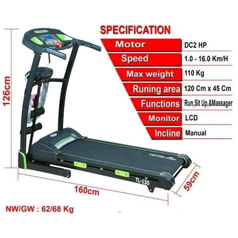 Jual Total Fitness Tl 130 Mesin 2 Hp Elektrik Treadmill Di Seller