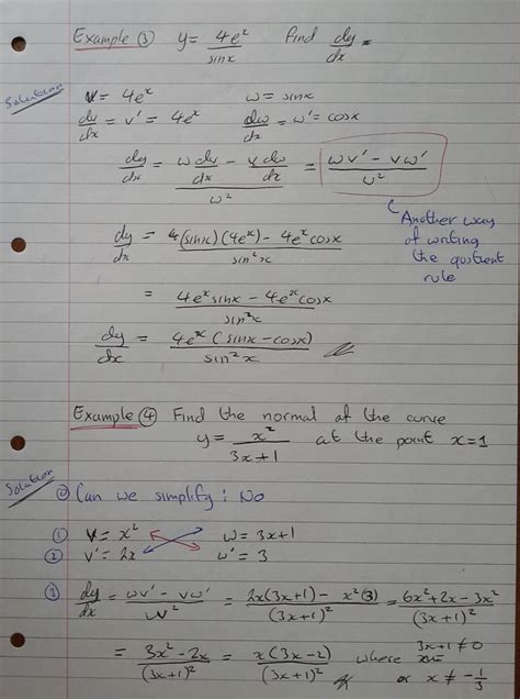 A2 Differentiation Quotient Rule Part 2 Alevelmathematicsnotes