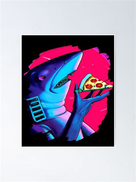 Shark Eating Pizza Funny Cool Pizza Sharks Poster For Sale By Berrydp