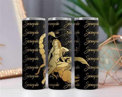 Black And Gold Scorpio Birthday Astrology Tumbler Wrap Skinny Oz