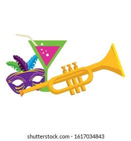 Mardi Gras Mask Trumpet Design Party Stock Vector Royalty Free