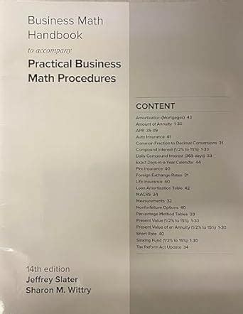 Business Math Handbook For Practical Business Math Procedures Th