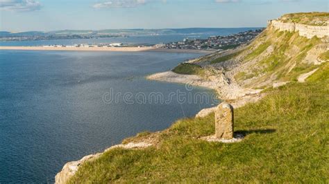 View Towards Fortuneswell And Chesil Beach Isle Of Portland Jurassic Coast Dorset Uk Stock