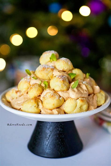 Cream Puff Tower Croquembouche With Dulce De Leche Cream Adore Foods