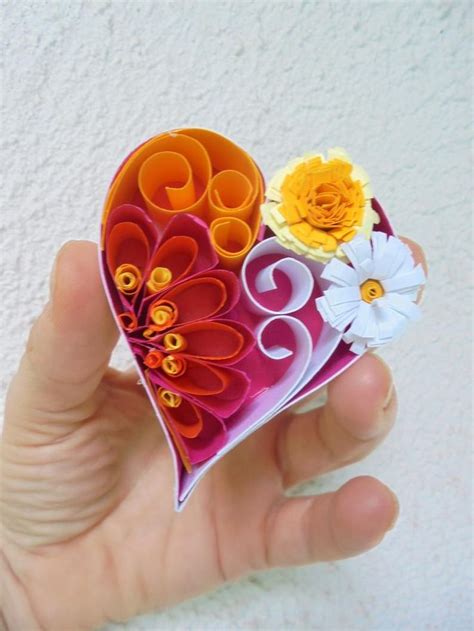 Mini Quilled Magnet Heart Quilling Mini Paper Heart Wedding Etsy