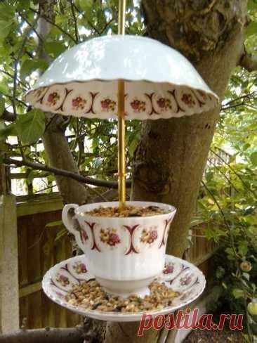 идеи для сада | Cup and saucer crafts, Tea cup bird feeder, Bird feeders
