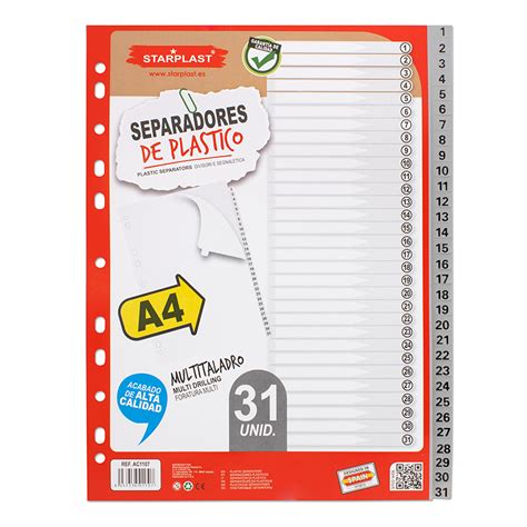 Separadores 1 31 multitaladro Starplast Papelería Online