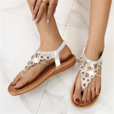 Dmqupv Wedge Sandals For Women Ladies Strap Flat Sandals Summer Boho