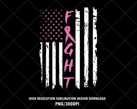 Vintage Usa Flag Fight Breast Cancer Awareness Png Svg File Etsy