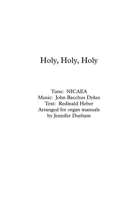 Holy Holy Holy Arr Jennifer Durham Sheet Music John Bacchus