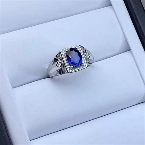 Natural Blue Sapphire Mens Ring 925 Sterling Silver Etsy