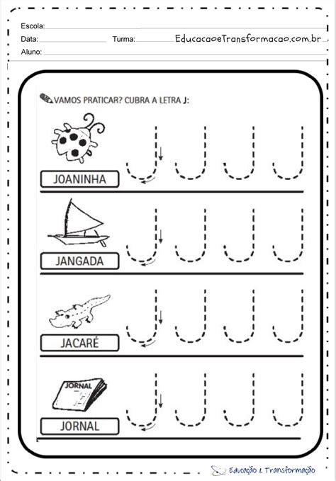 Atividades A Letra J Pontilhados Tracejado Para Imprimir