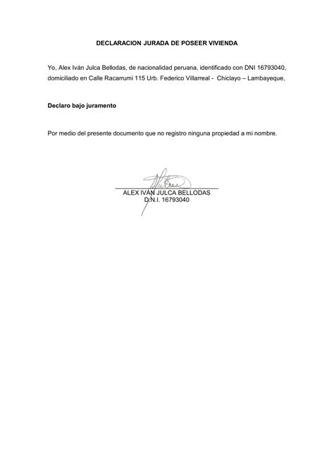 Introducir 92 Imagen Modelo De Declaracion Jurada De No Poseer