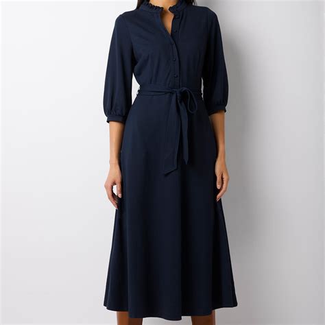 Priscilla Midi Ponte Dress Navy Wyse London