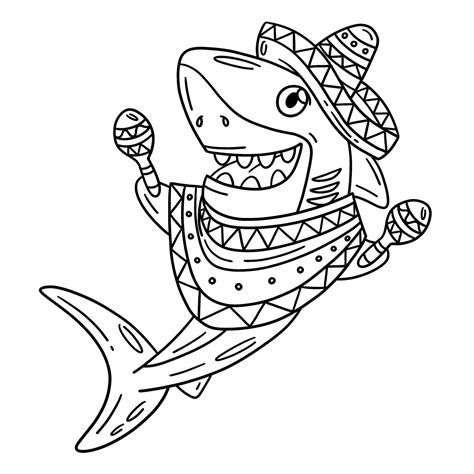 Premium Vector | A cute and funny coloring page of a shark with ...