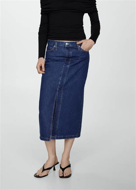 Denim Midi Skirt Women Mango Usa