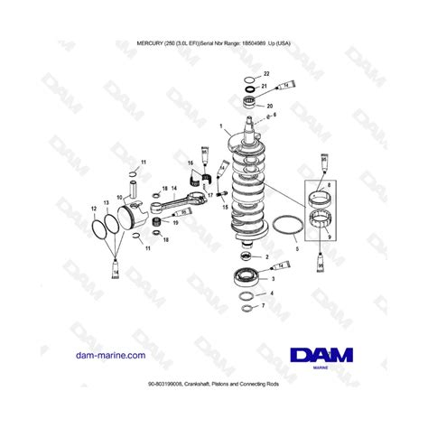 MERCURY 250 EFI 3 0L Crankshaft Pistons And Connecting Rods DAM Marine