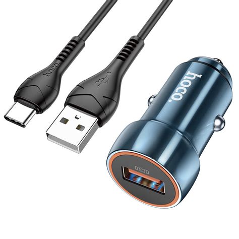 Incarcator Auto Cu Cablu Usb C Hoco Z W A X Usb A Bleu